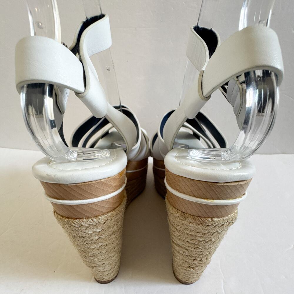 Ralph Lauren Purple Label Erin Espadrille Wedge Platform White Leather 37.5 - Picture 12 of 16